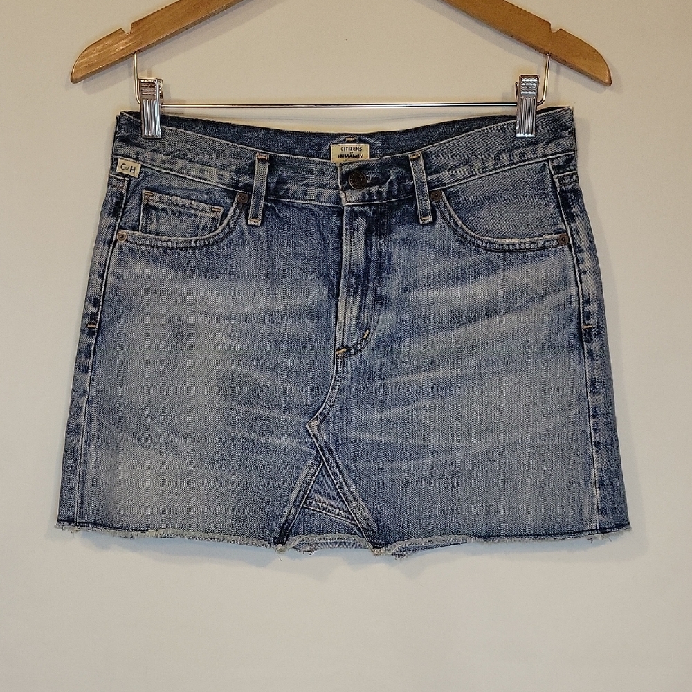 Citizens Of Humanity Premium Vintage Denim Skirt 100% Cotton Zip Fly Pockets
